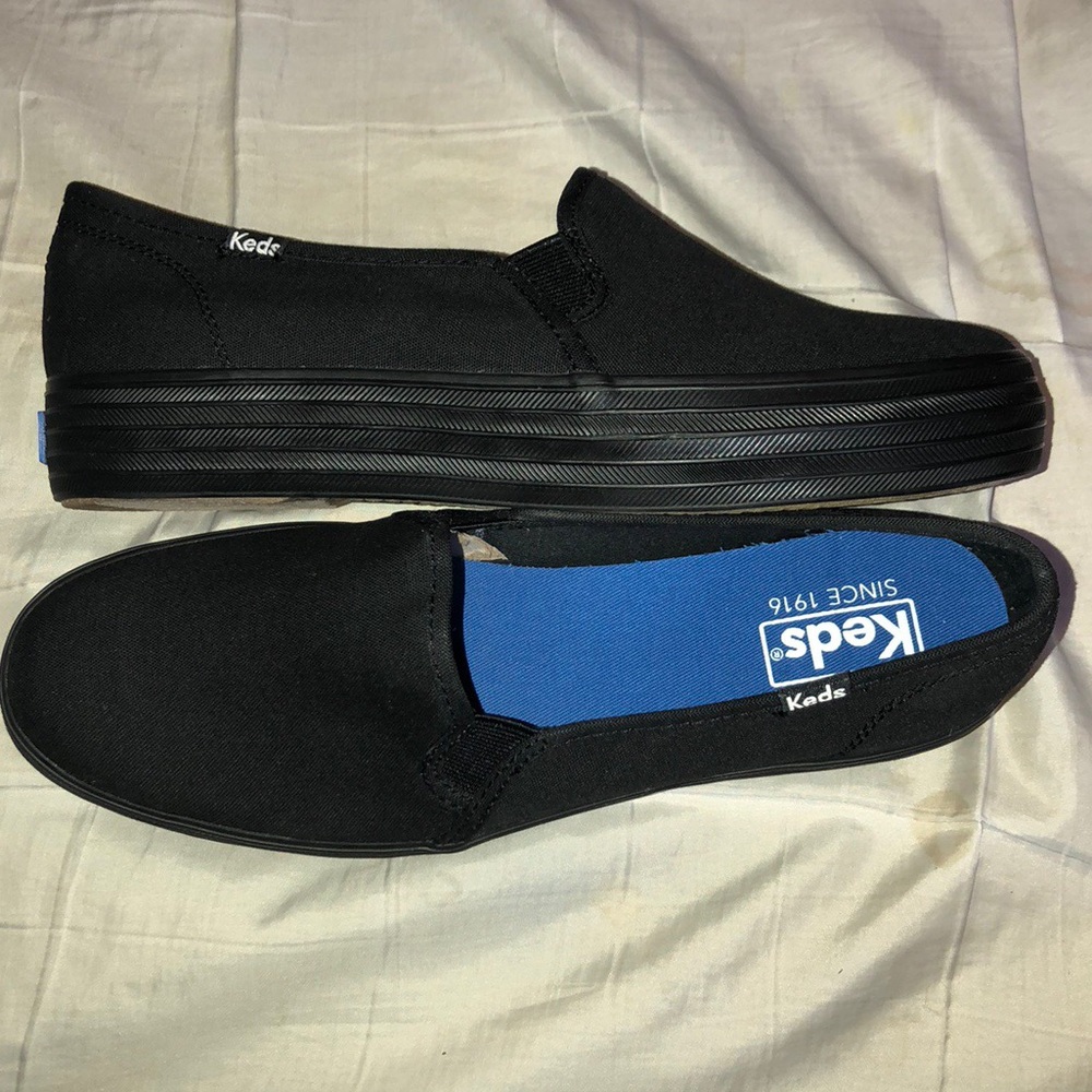 Black platform Keds